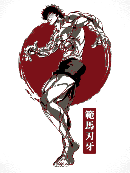Diseño artístico de Baki Hanma inspirado en el manga Baki con efecto tridimensional.