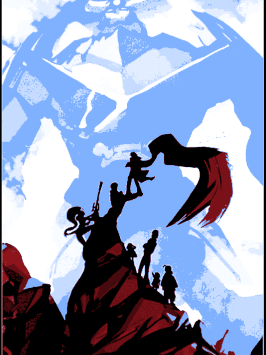 Diseño artístico inspirado en Tengen Toppa Gurren Lagann con efecto tridimensional.