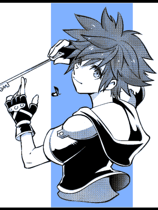 Diseño vertical de Sora sosteniendo la Llave Espada para cuadro decorativo de Kingdom Hearts