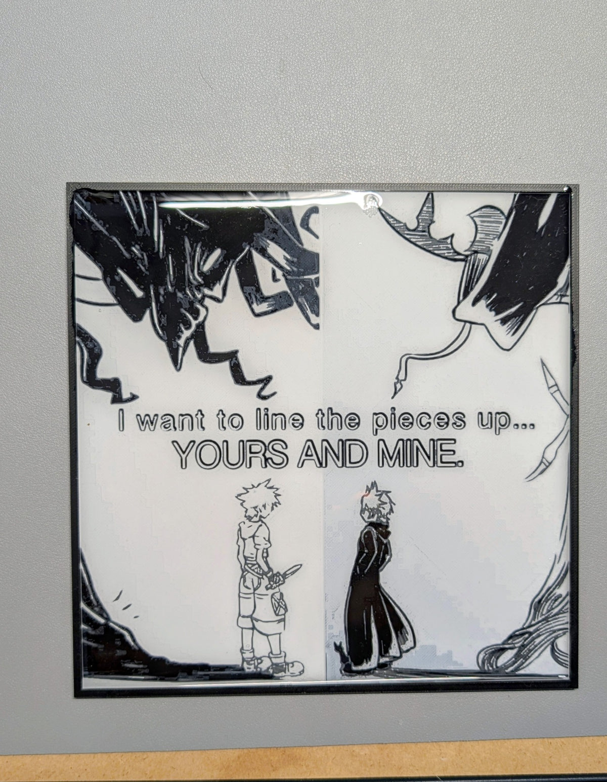 Cuadro 3D de Roxas con una frase dirigida a Sora inspirado en Kingdom Hearts