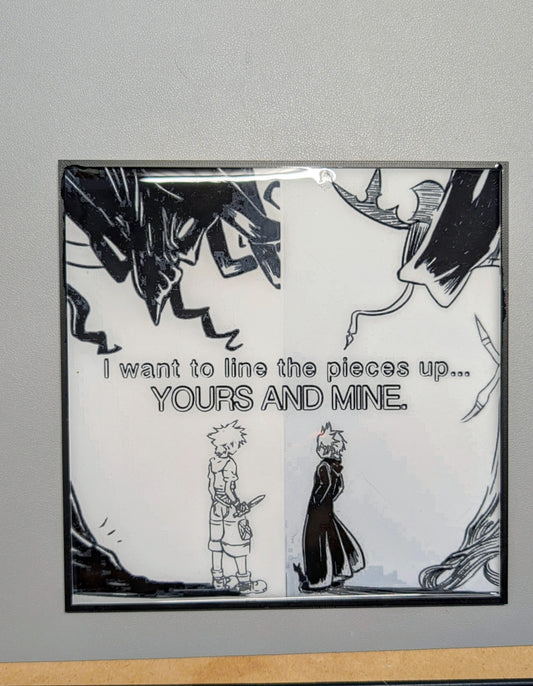 Cuadro 3D de Roxas con una frase dirigida a Sora inspirado en Kingdom Hearts
