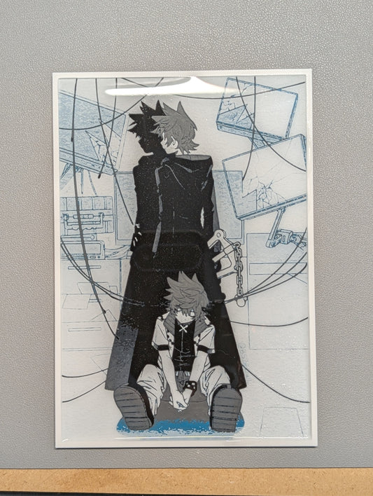 Cuadro 3D de Roxas inspirado en Kingdom Hearts con marco blanco